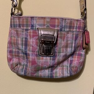 Coach Poppy Madras Plaid Sequined crossbody bag